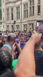 *EXCLUSIVE* Former Brazilian superstar football player Ronaldinho Gaucho seen with rapper Central Cee and Clint 419 leave their hotel in London to head to the Champions League final at Wembley after promoting Ronaldinho's new Nike boots.