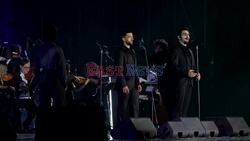 Il volo perform live during the "Tutti per Uno" tour at the Terme di Caracalla in Rome