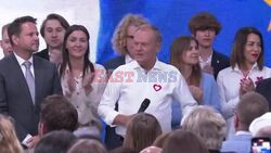 EU elections: Polish PM Donald Tusk reacts at party headquarters - AFP