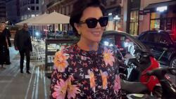 *EXCLUSIVE* Kris Jenner dressed in her striking floral patterned dress is seen with her partner Corey Gamble as the couple enjoyed a night out in the famous restaurant Giusé in Paris.