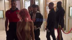 *PREMIUM-EXCLUSIVE* MUST CALL FOR PRICING BEFORE USAGE - Kanye West's wife Bianca Censori pictured wearing a revealing outfit while pictured at Gigi restaurant in Paris.