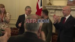 Ukrainian president Zelensky addresses UK Cabinet in Downing Street - AFP