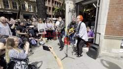 Travis perform for fans at the album signing for their new album L.A. Times at FOPP record store in Covent Garden