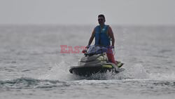 *EXCLUSIVE* Simon Cowell enjoying another day of jet skiing while Cowell’s ex-girlfriend Terri Seymour and a friend relax onboard a luxury boat in Western Barbados