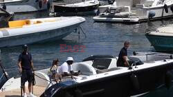 *EXCLUSIVE* WEB MUST CALL FOR PRICING  - The American Legendary Basketball star Michael Jordan gets all the attention during a stroll around town on his European holiday with his wife Yvette Prieto in Portofino.