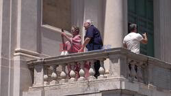 *EXCLUSIVE* Sharon Stone takes in a piece of culture as she visits a church in Rome to organize her painting exhibition.