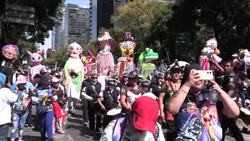 Colorful sculptures and zombies in Mexico City ahead of the Day of the Dead - AFP