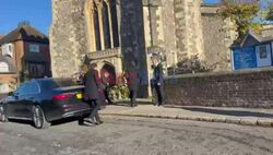 *EXCLUSIVE* Harry Styles arrives at the Funeral of the Former One Direction star Liam Payne at St Mary’s Church in Amersham, Buckinghamshire.