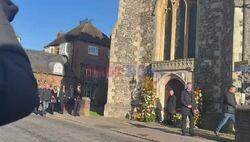 *EXCLUSIVE* Liam Payne's Girlfriend Kate Cassidy and Elizabeth Hurley's son Damian Hurley arrive at the Funeral of the Former One Direction star Liam Payne at St Mary’s Church in Amersham, Buckinghamshire.