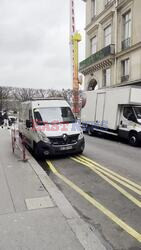 Hollywood star Angelina Jolie arrives with her daughter at her filming location at the Westin Hotel in Paris