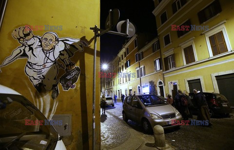 Mural, grafiti z Papieżem Franciszkiem