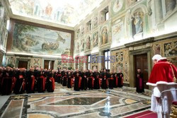 Pope Benedict XVI delivering a speech to cardinals 