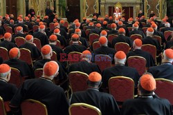 Pope Benedict XVI delivering a speech to cardinals 