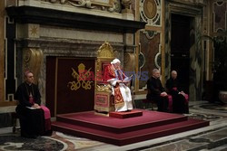 Pope Benedict XVI delivering a speech to cardinals 