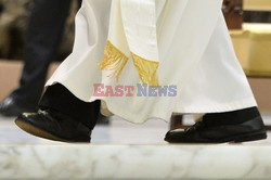 Pope Francis during a private audience to members of the media