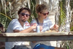 Leonardo DiCaprio and model Toni Garrn during a holidays 