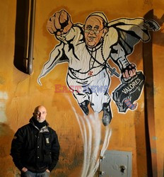 Mural, grafiti z Papieżem Franciszkiem