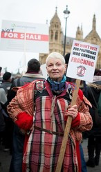 Vivienne Westwood protestuje przed londyńskim parlamentem