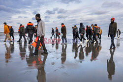 Migranci na plaży Gravelines - AFP