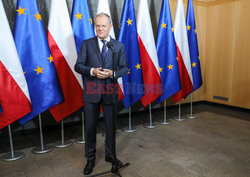 Konferencja premiera Donalda Tuska przed wylotem na Węgry