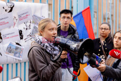 Greta Thunberg na proteście w Erewaniu