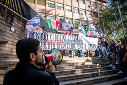 Protest studentów uniwersytetu La Sapienza w Rzymie